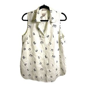 Chicos Ivory Linen Sleeveless Tunic Top Size 1 Minimalist Artsy Teachers Blouse